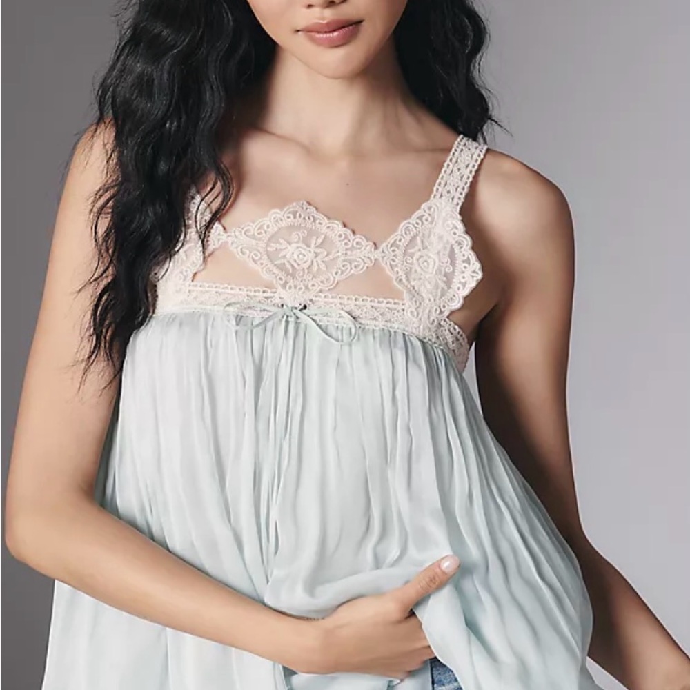 NWT Anthropologie Forever That Girl Lace-Trim Babydoll Tank